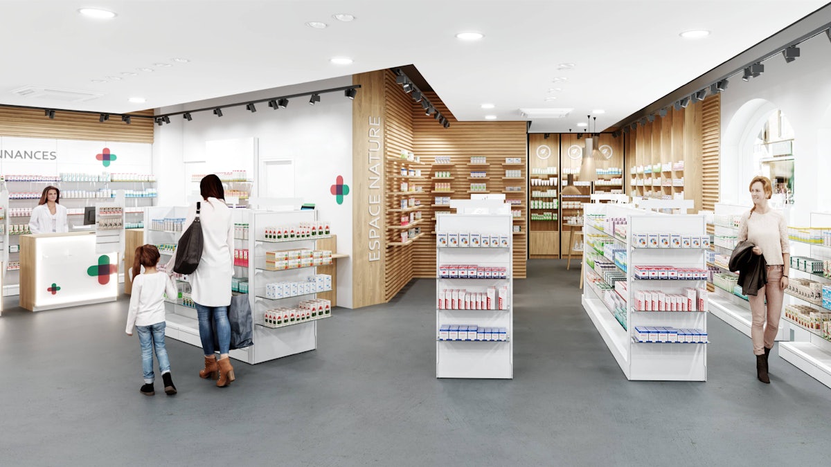1ère image 3D de la pharmacie marti à la Place Pury.